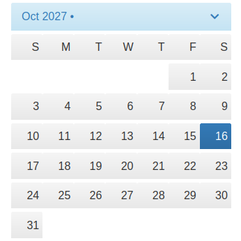 Select celebration date on calendar