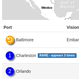 Map showing all ports visited on all segments